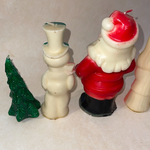Vintage Lot of 11 Gurley ? Christmas Green Hat Snowman Tree Reindeer Wax Candles - Picture 11 of 16